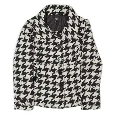 YES OR NO Jacket White Wool Crazy Pattern Womens M