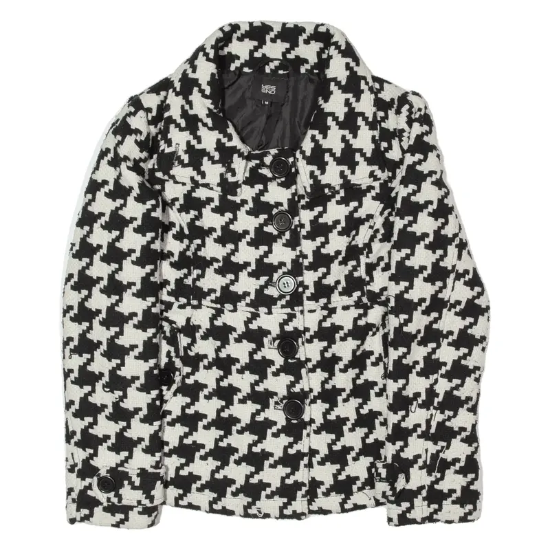 YES OR NO Jacket White Wool Crazy Pattern Womens M