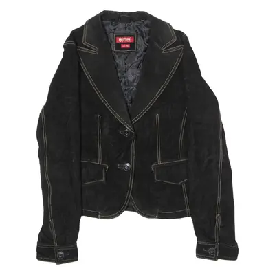 MUSTANG JEANS Womens Blazer Jacket Black Leather XS