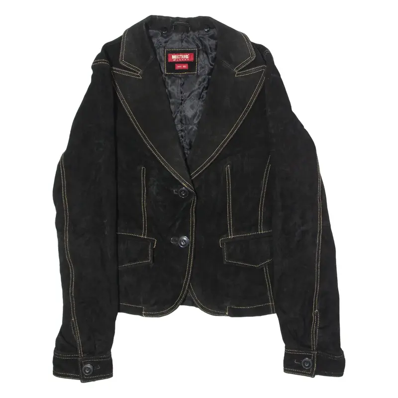 MUSTANG JEANS Womens Blazer Jacket Black Leather XS
