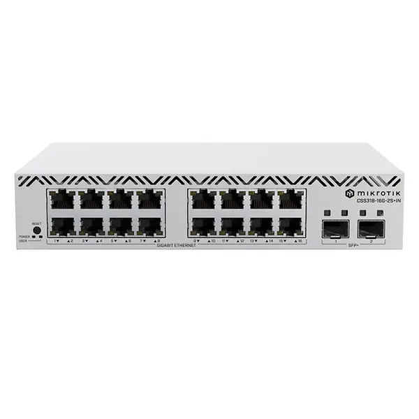 Mikrotik CSS318-16G-2S+IN | 16x Gigabit Ethernet with 2x 10GbE SFP+ Ports Managed Network Switch