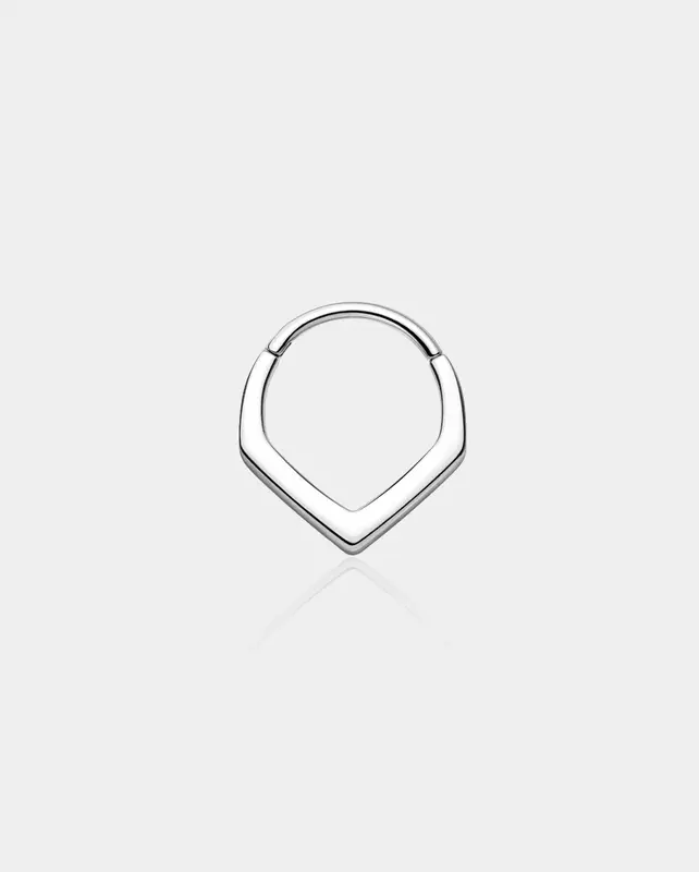 Thick V Style Septum Daith Ring - Sliver / 10mm