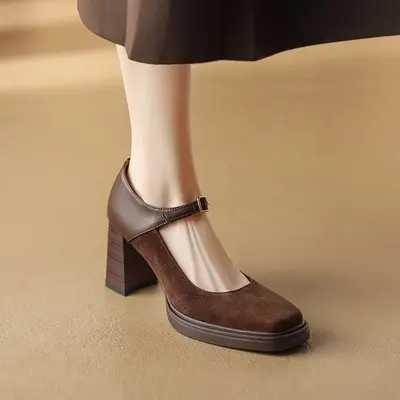 CHIKO Vanessa Square Toe Chunky Heels Mary Jane Shoes