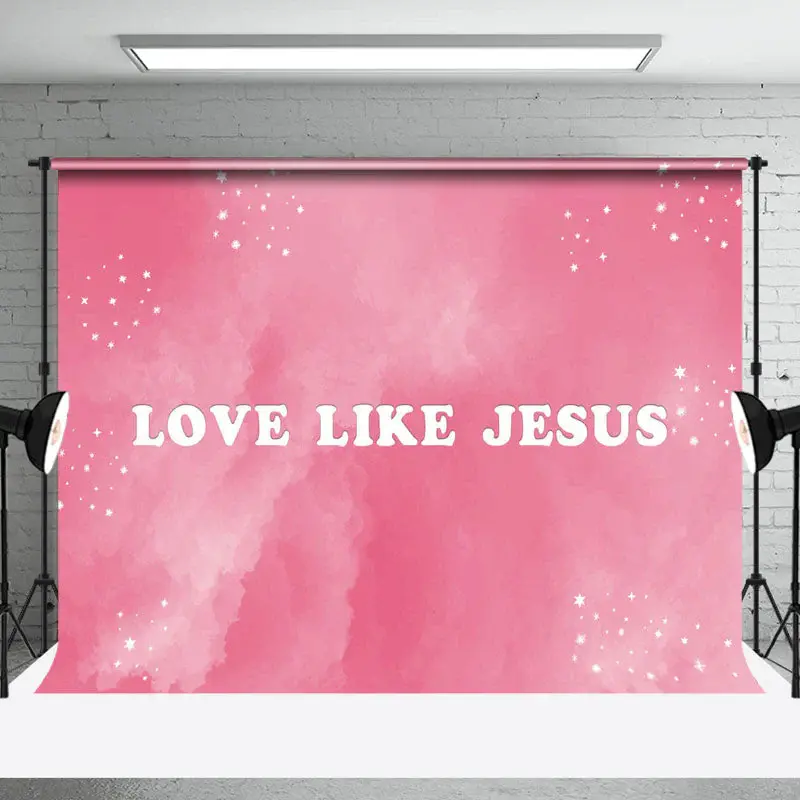 Pink Stars Christianity Love Like Jesus Backdrop