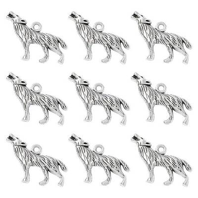 Tibetan Style Alloy Howling Wolf Pendants