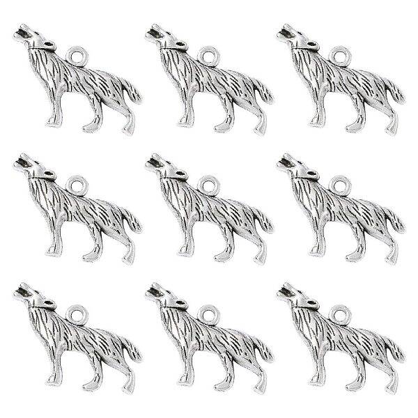 Tibetan Style Alloy Howling Wolf Pendants