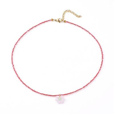 Glass Seed Beads Pendant Necklaces