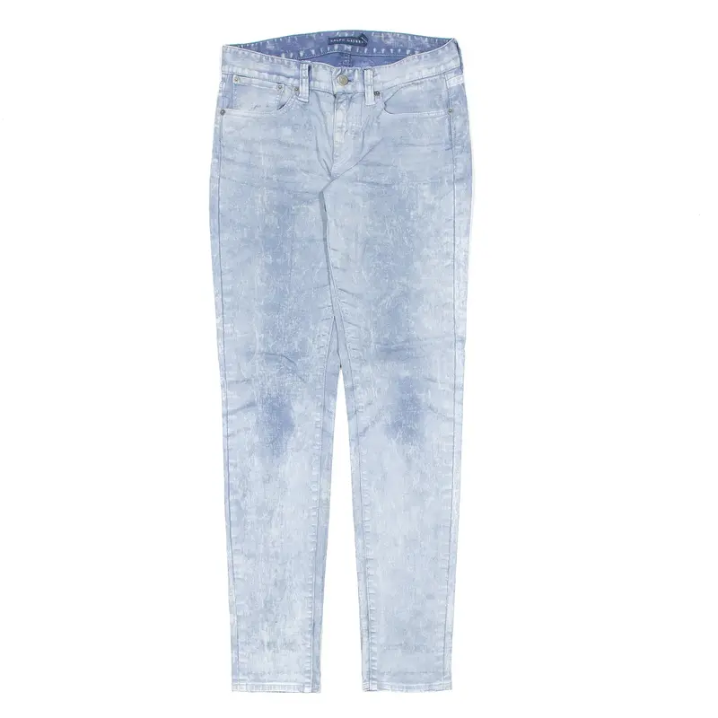 RALPH LAUREN Acid Wash Denim Trousers Blue Regular Skinny Womens W30 L31
