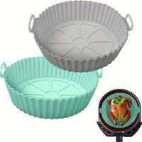Silicone Heat Resistant Air Fryer Liner, 2/3/6 Counts Reusable Non-stick Air Fryer Baking Pan, Kitchen Baking Accessories, B...