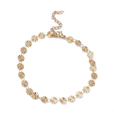 PVD Vacuum Plating 304 Stainless Steel Flat Round Link Chain Bracelets