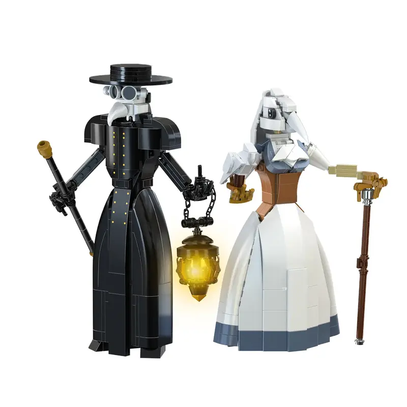 Classic Couple of Plague Doctors Building Blocks Set (500 pcs) – Gothic Halloween DIY Toy for Kids, Teens & Adults, Ideal G...