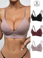 Women's Solid Wireless Bra, Comfortable Breathable Adjustable Strap Push Up Bra, Soft Lingerie for All Seasons, Womenswear