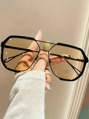 Summer Minimalist Geometric Frame Top Bar Sunglasses for Men & Women, 2024 Vintage Trendy Thin Glasses for Everyday Use, Mode...