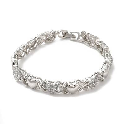 Cubic Zirconia Heart Link Chain Bracelet