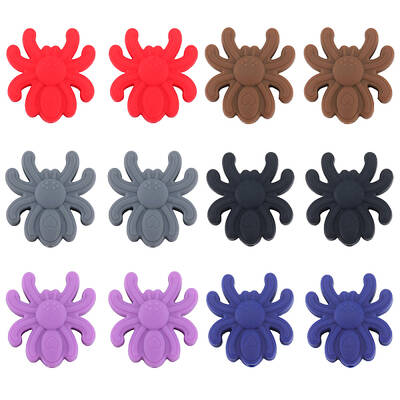 12Pcs 6 Styles Spider Food Grade Eco-Friendly Silicone Focal Beads