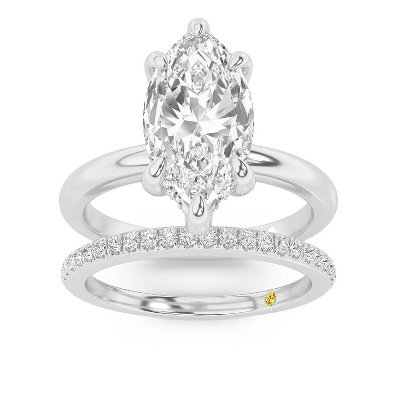 Fez Lab Grown Marquise Diamond Engagement Ring with the BonBon Wedding Band | 18K White Gold 3 1/3 ct. tw.