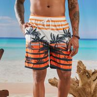 JUNBAOSS Men's lightweight printed beach shorts, summer beach shorts, Hawaiian holiday printed shorts