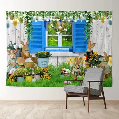 Aperturee Rabbit With Eggs Hunter Happy Easter Day Backdrop