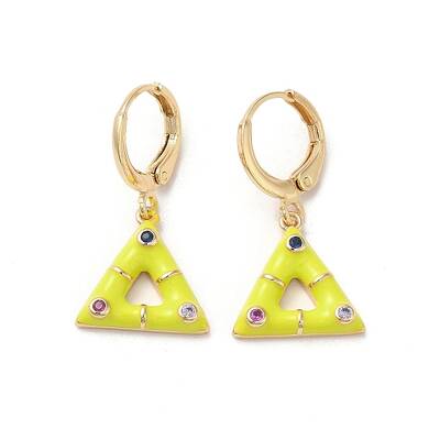 Triangle Real 18K Gold Plated Brass Dangle Leverback Earrings