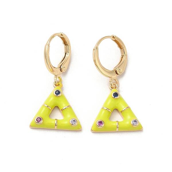 Triangle Real 18K Gold Plated Brass Dangle Leverback Earrings