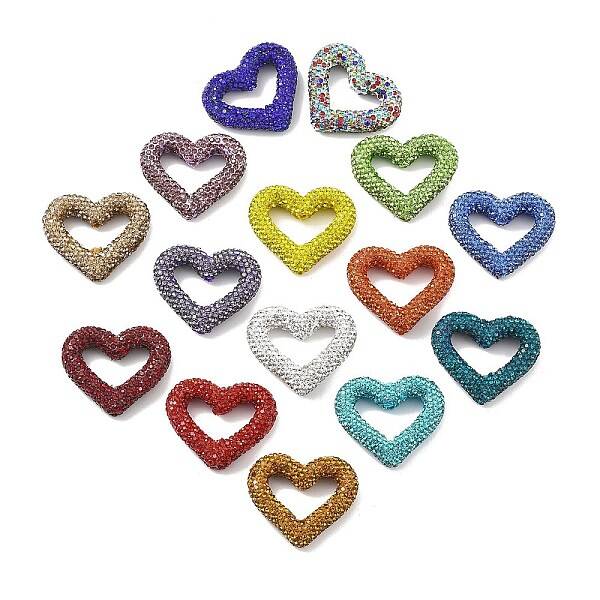 Heart Shape Polymer Clay Rhinestone Beads