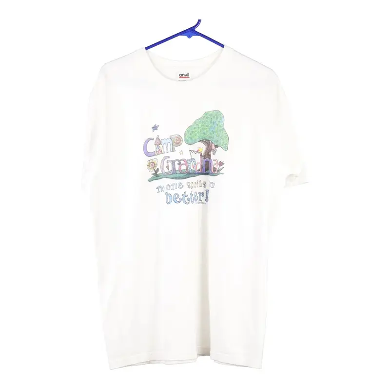 Camp Grandma Anvil Graphic T-Shirt - Large White Cotton