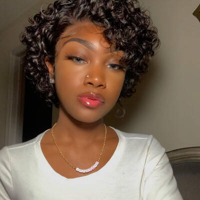 Short Pixie Cut Curly Bob Lace Front Wig / BGM Hair