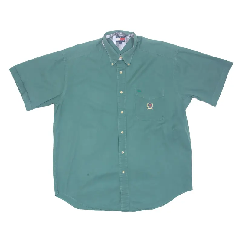TOMMY HILFIGER Mens Plain Shirt Green L