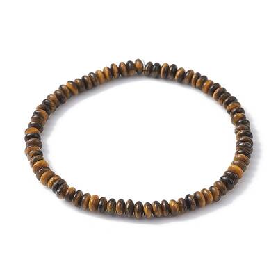 Natural Tiger Eye Rondelle Beaded Stretch Braceletss
