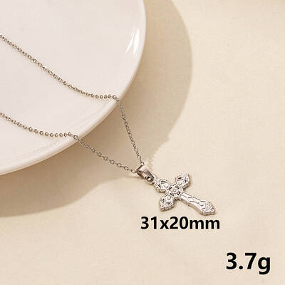 Vintage Stainless Steel Cross Pendant Necklaces for Women