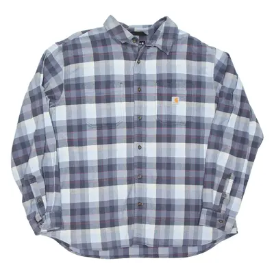 CARHARTT Relaxed Fit Mens Flannel Shirt Grey Check Long Sleeve 2XL
