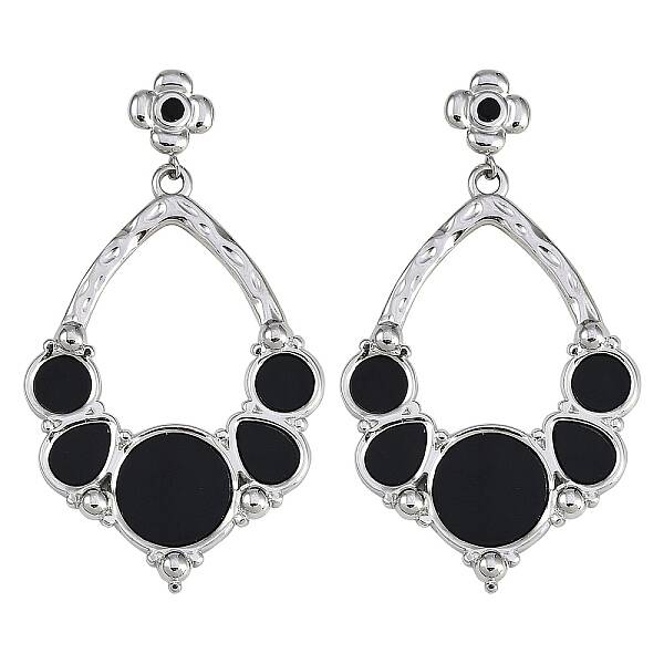 304 Stainless Steel Enamel Flower Dangle Stud Earrings