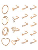 Rhinestone Heart & Star Decor Nose Piercings, Nose Ring for Women & Men, Nose Hoop, Daily Clothing Decor, Trendy All-match & ...