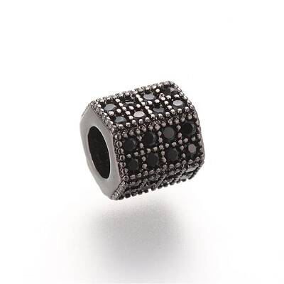 Brass Micro Pave Cubic Zirconia Beads