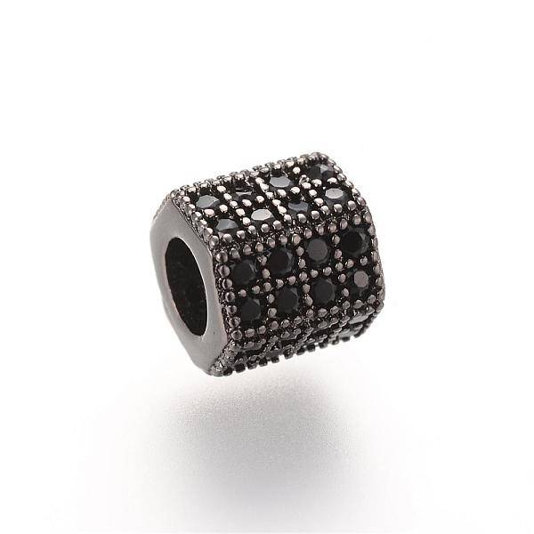 Brass Micro Pave Cubic Zirconia Beads