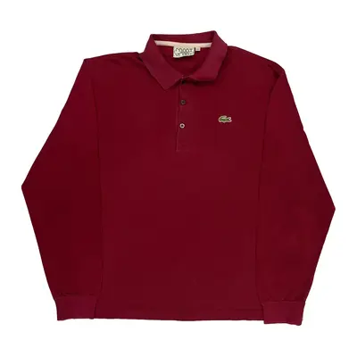 Sport Lacoste Long Sleeve Polo Shirt - Large Burgundy Cotton | Size: large