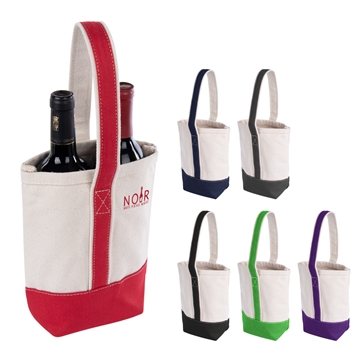 25 Custom Deux Wine Bottle Tote Bag - Cotton Canvas & Dual Bottle