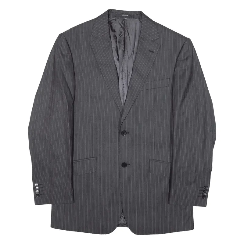 BALMAIN Blazer Jacket Black Wool Pinstripe Mens L