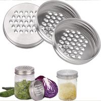 2 Size Wide and Narrow Mouth Mason Jar Spout Lid Mason Jar Grater Lid, Reusable Mason Jar Shaker Lids Stainless Steel Cheese ...