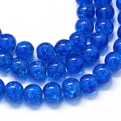 Baking Painted Transparent Crackle Glass Round Bead Strands