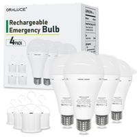 Emergency Rechargeable Light Bulbs 60 Watt Warm White E26 Base LED Battery Powered Light Bulb 2 Pack / 4 Pack for Power Outag...