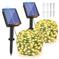 Ollny Solar String Lights Outdoor, 8 Modes LED Solar String Lights, IP67 Waterproof Fairy Lights for Outside Wedding Party Ya...