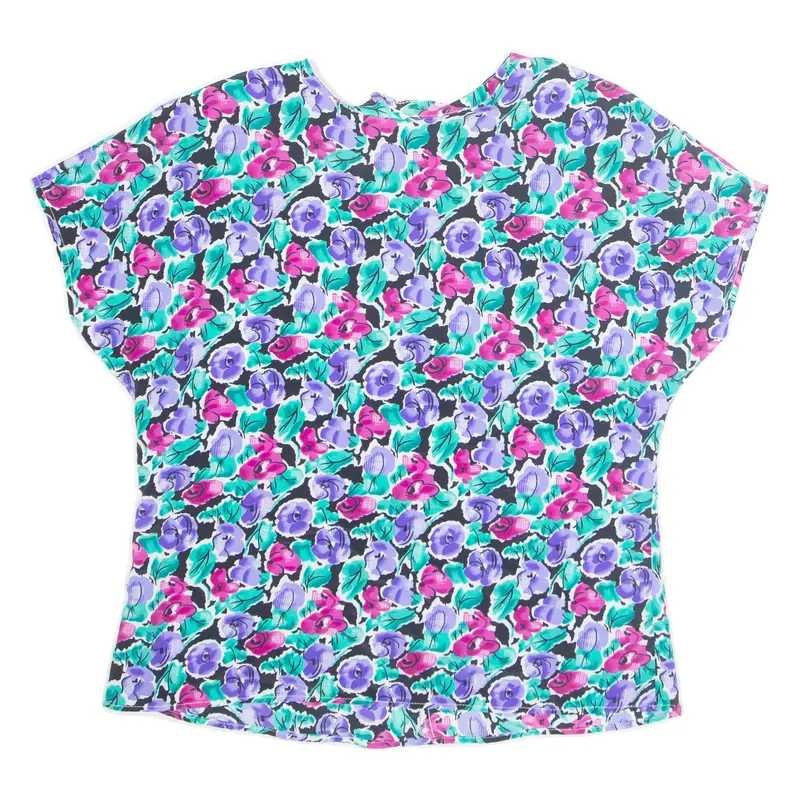 Womens Printed Top Purple Floral L