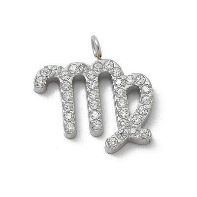 304 Stainless Steel Micro Pave Cubic Zirconia Charms