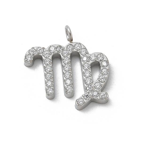 304 Stainless Steel Micro Pave Cubic Zirconia Charms