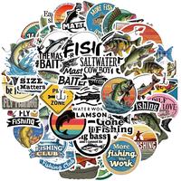 Fishing Sticker, 50pcs/set Waterproof Vinyl Bumper Decals for Laptops, Water Bottle, Skateboards, Fishing Boxes, Great Gift f...