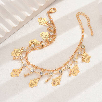 Bohemian Style Brass Rhinestone Charm Anklets