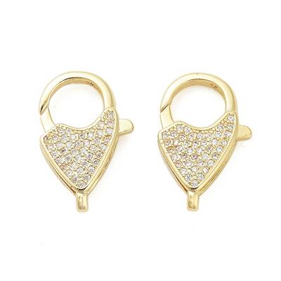 Brass Micro Pave Clear Cubic Zirconia Lobster Claw Clasps