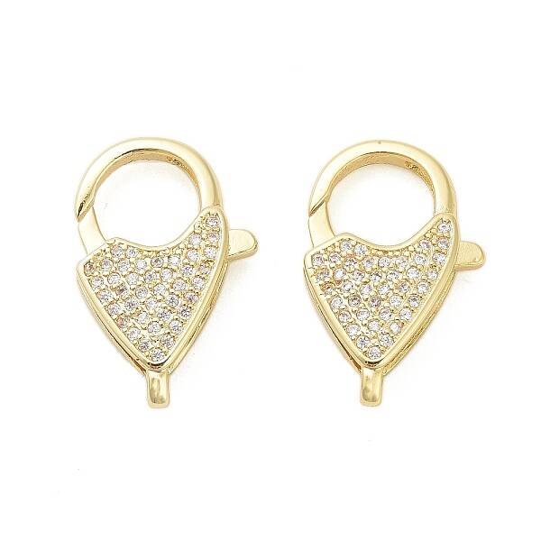 Brass Micro Pave Clear Cubic Zirconia Lobster Claw Clasps