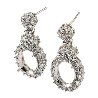 Rack Plating Brass with Cubic Zirconia Stud Earrings Finding
